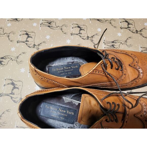 To Boot New York Adam Derrick Brown Leather Wingtip Shoes Men's 9 Italy - Picture 6 of 7